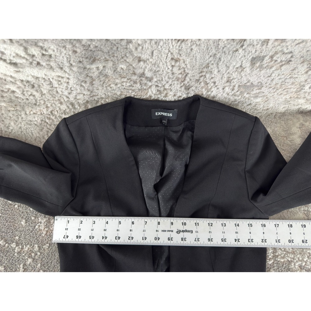 Express Size 4 Open Front Stretch Career Blazer Jacket Black Long Sleeve Women - Picture 4 of 8